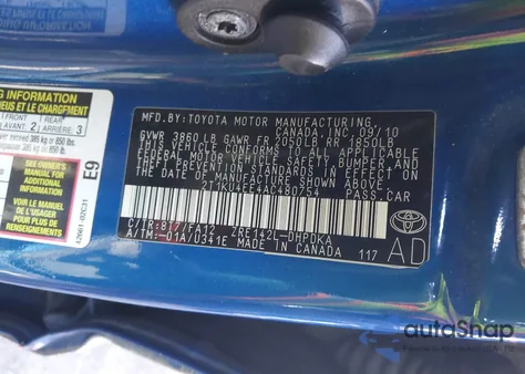 2010 Toyota Matrix из США, поврежденный, VIN 2T1KU4EE4AC480754